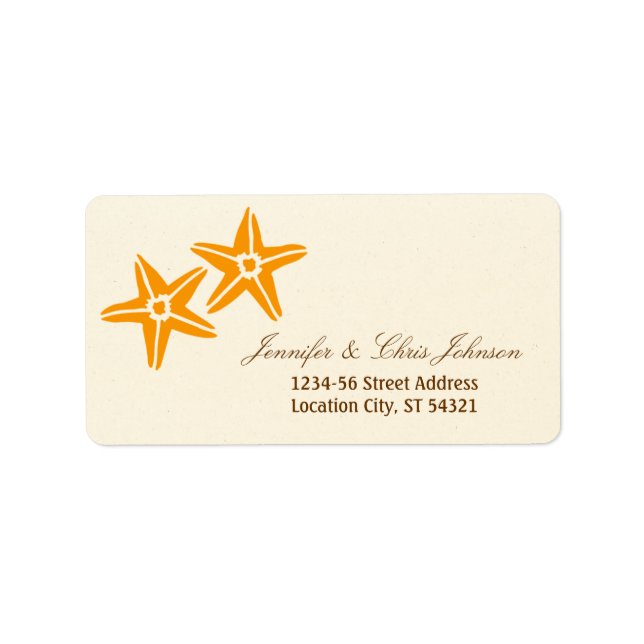 Starfish Couple Summer Beach Hochzeit Adressaufkleber (Vorne)