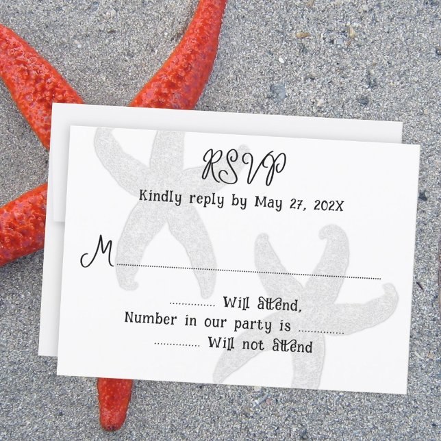Starfish Couple White Wedding Reply Cards Einladung (Von Creator hochgeladen)