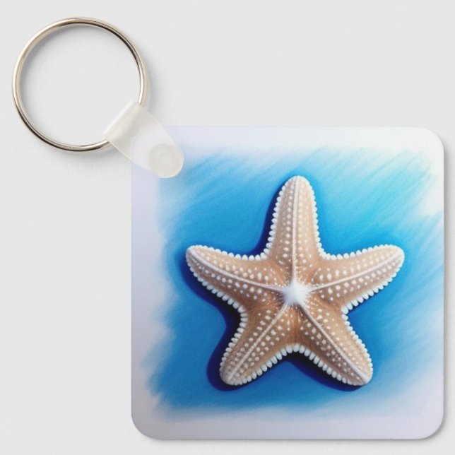 Starfish Crayon Zeichnend Schlüsselanhänger (Vorderseite)