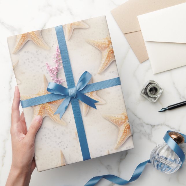 Starfish Cream Sand Ivory Beach Hochzeit Geschenkpapier (Schenken)