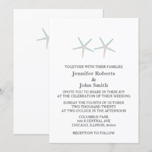Starfish Elegante Aquamarine, weiße Schönheitshoch Einladung