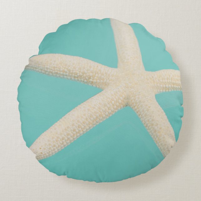 Starfish eleganter ozeanischer moderner Strand aqu Rundes Kissen (Vorderseite)