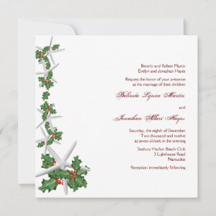 Starfish et Holly Noël de mariage Invitations