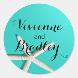 Starfish FIngers Beach AQUAMARIN Runder Aufkleber