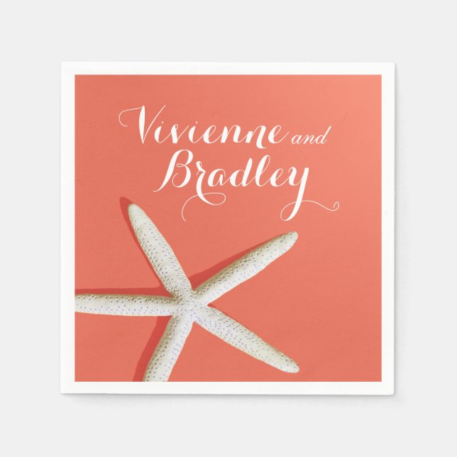 Starfish Fingers Beach | Korallen Serviette (Vorderseite)