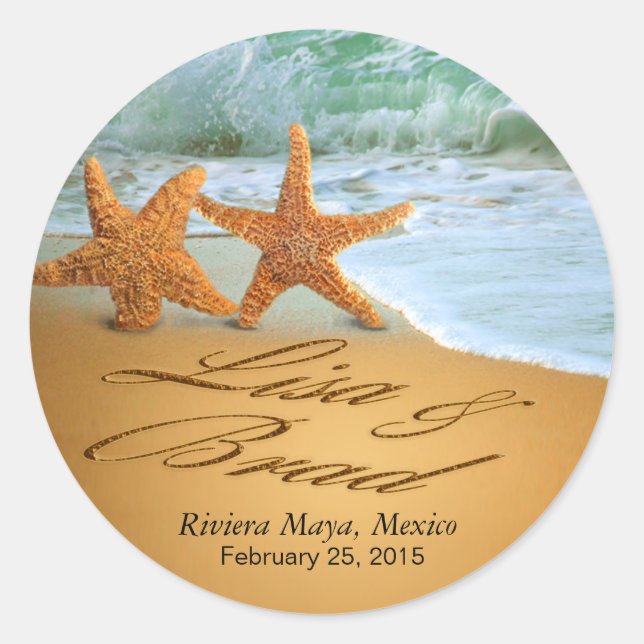 Starfish FRAGTE MIR, NAMEN IN SAND B4 U-BESTELLUNG Runder Aufkleber (Vorderseite)
