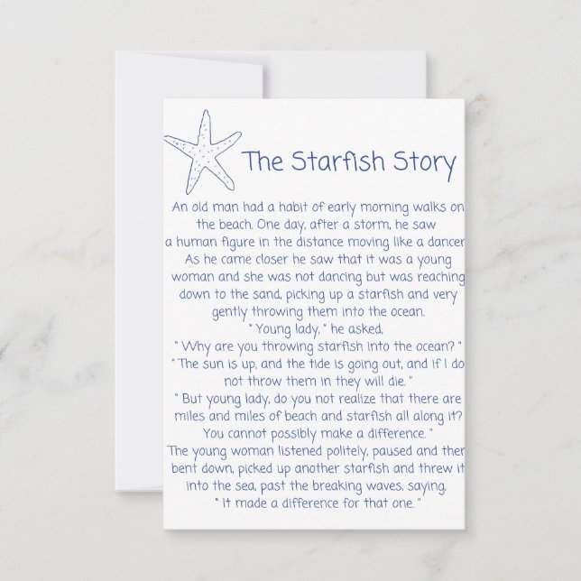 Starfish Gedicht, die Starfish Geschichte, Foster  (Vorderseite)