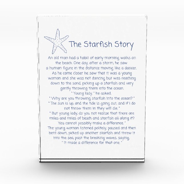 Starfish Gedicht, die Starfish Geschichte, Foster  Fotoblock (Vorderseite)
