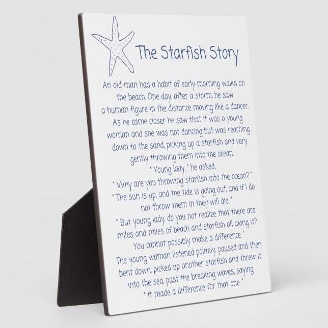 Starfish Gedicht, die Starfish Geschichte, Foster  Fotoplatte (Seite)