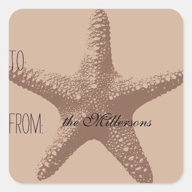 Starfish Geschenkmarke Quadratischer Aufkleber (Vorderseite)
