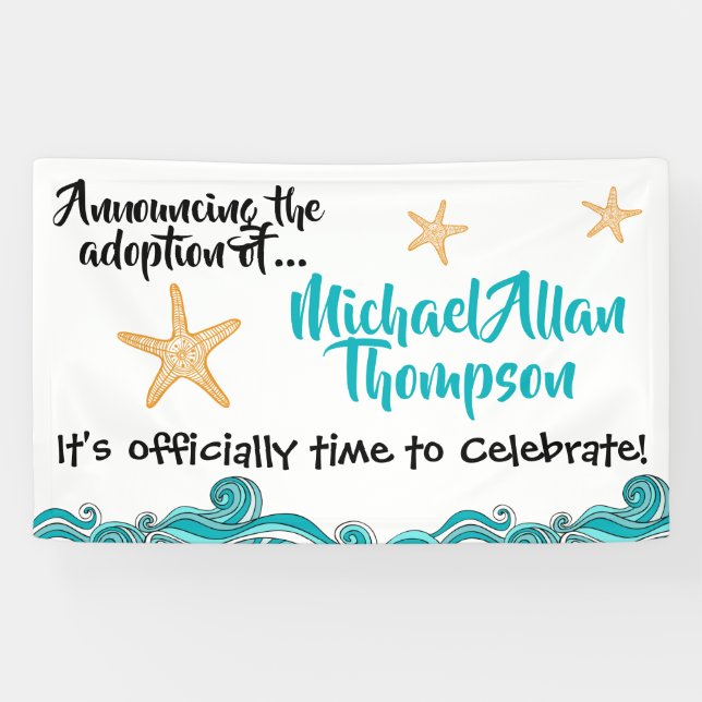 Starfish-Geschichten-Adoptions-Party-Zeichen Banner (Horizontal)