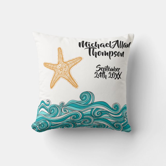 Starfish-Geschichten-Adoptions-personalisiertes Kissen (Vorderseite)