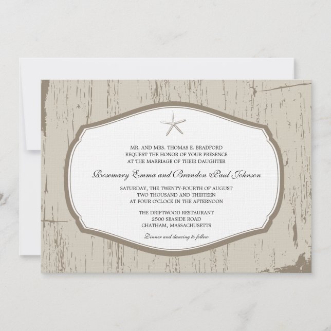 Starfish Hochzeit Einladung (Vorderseite)