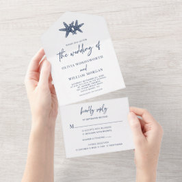 Starfish Hochzeit von Marineblau All In One Einladung
