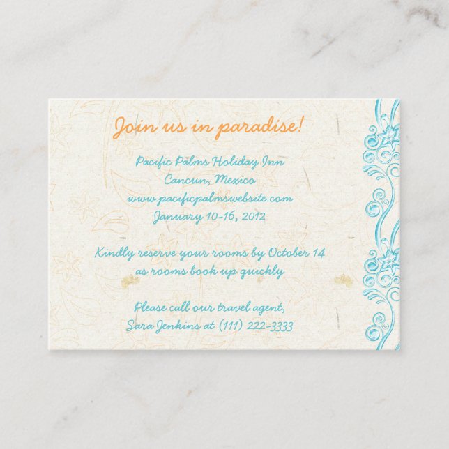Starfish Hochzeitreisekarte Begleitkarte (Vorderseite)