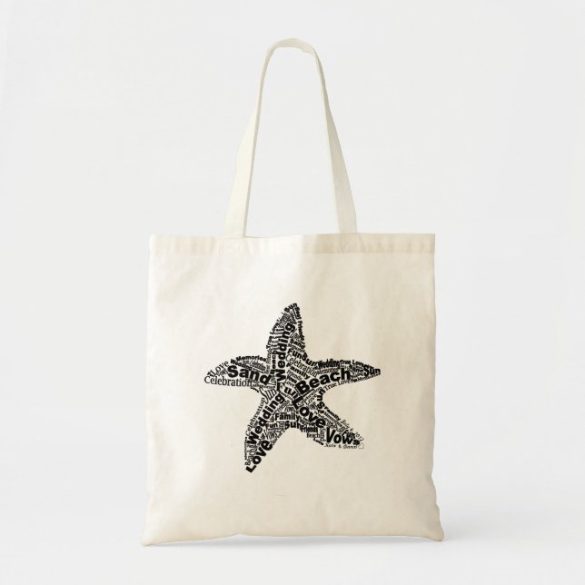 Starfish-Hochzeits-Wort-Wolken-Tasche Tragetasche (Vorne)