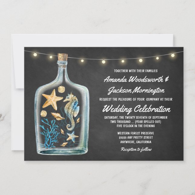 Starfish Hochzeitseinladungen im Nautic Chalkboard Einladung (Vorderseite)