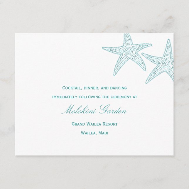 Starfish Hochzeitskarte - Türkis Begleitkarte (Vorderseite)