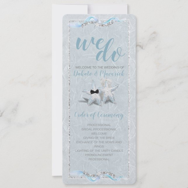 Starfish Hochzeitsprogramm Einladung (Vorderseite)