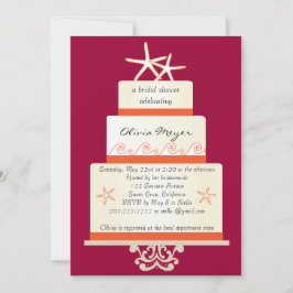 Starfish-Hochzeitstorte-Einladungen - Rosa und Einladung