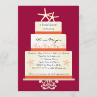 Starfish-Hochzeitstorte-Einladungen - Rosa und