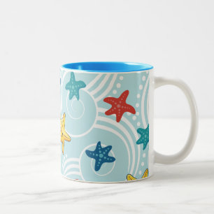 Starfish im Wirblen Ozean Zweifarbige Tasse
