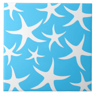 Starfish kopieren, helles Türkis-Blau und Weiß Fliese