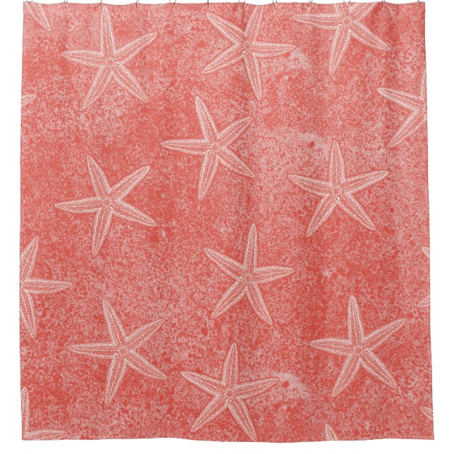 Starfish-Korallen-Rosa Duschvorhang (Vorderseite)