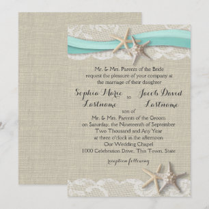 Starfish Lace und Ribbon Einladung