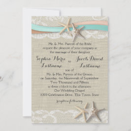 Starfish Lace und Ribbon Einladung