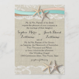 Starfish Lace und Ribbon Einladung