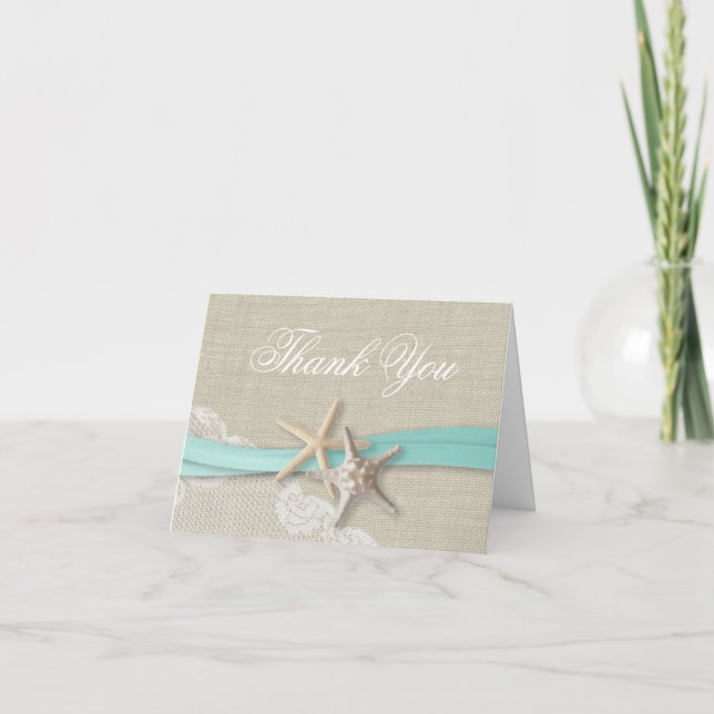 Starfish Lace und Ribbon Vielen Dank Dankeskarte (Vorderseite)