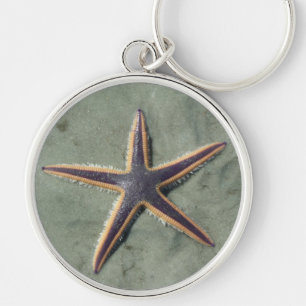 Starfish Lila Seestern am Strand Schlüsselanhänger