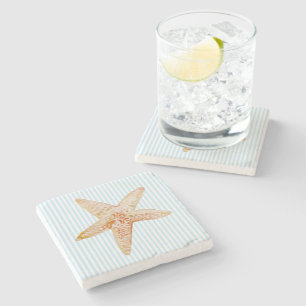 Starfish Malerei Blue Stripe Marble Stone Unterset Steinuntersetzer