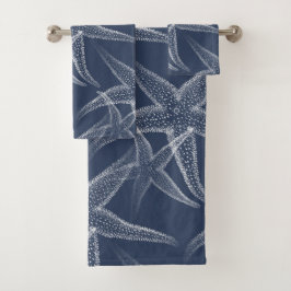 Starfish-Marine-Blau-Badetuch-Set Badhandtuch Set