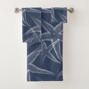 Starfish-Marine-Blau-Badetuch-Set Badhandtuch Set