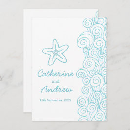 Starfish mer tourbillon bleu plage invitation mari