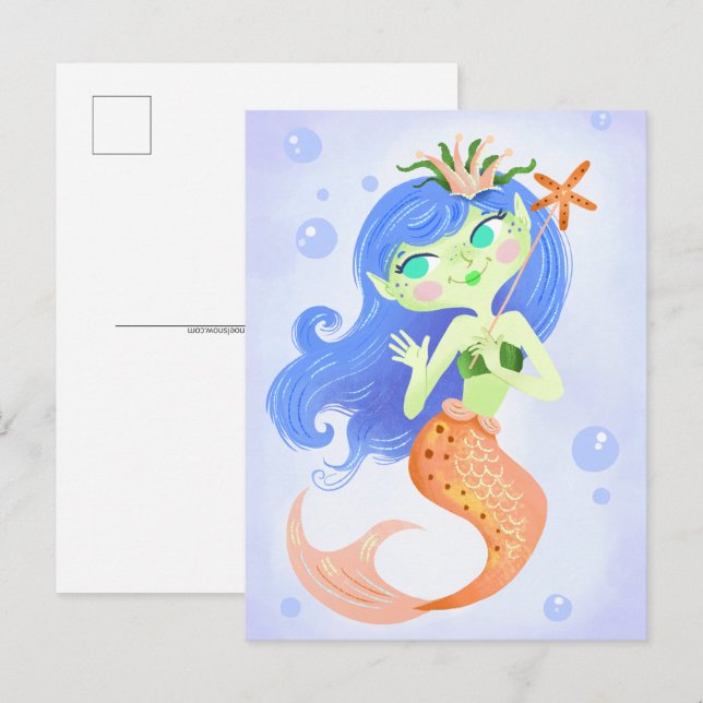 Starfish Mermaid Princess Postkarte (Vorne/Hinten)