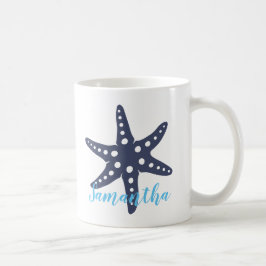 Starfish Midnight Blue Name Kaffeetasse