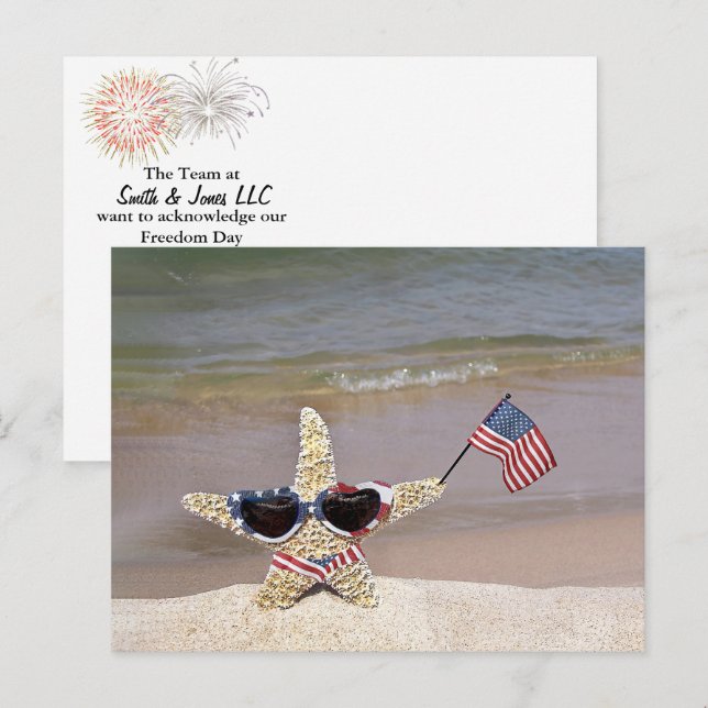 Starfish mit amerikanischer Flagge Postkarte (Vorne/Hinten)