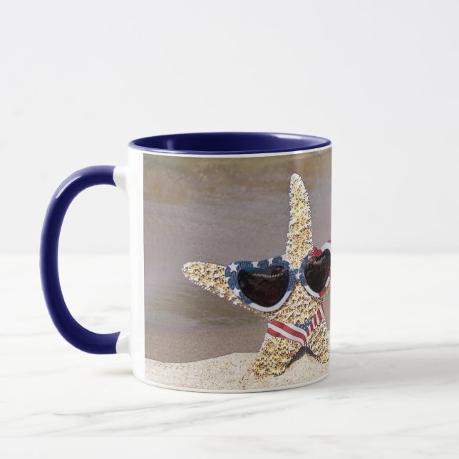 Starfish mit amerikanischer Flagge Tasse (Links)