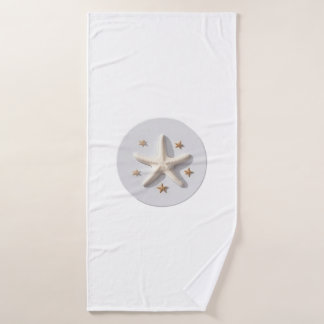 Starfish mit Goldstars und Silberkreis Badehandtuch
