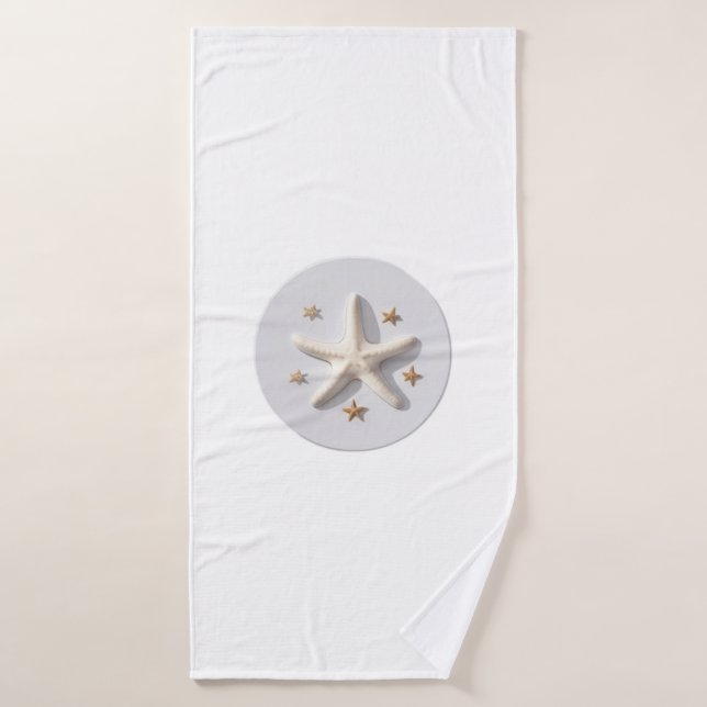 Starfish mit Goldstars und Silberkreis Badehandtuch (Badehandtuch)
