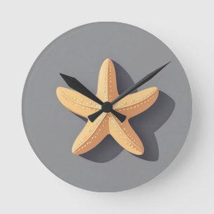 Starfish mit grauem Hintergrund Runde Wanduhr