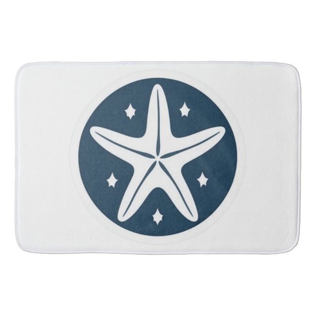 Starfish mit weißen Sternen Badematte (Vorderseite)
