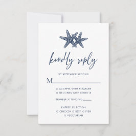 Starfish Modernes Blue Beach Hochzeit RSVP Karte