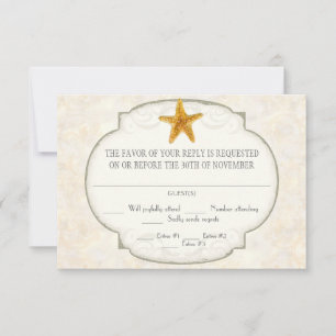 Starfish Muschel Ozean Streifenmuster Damaskasstra RSVP Karte