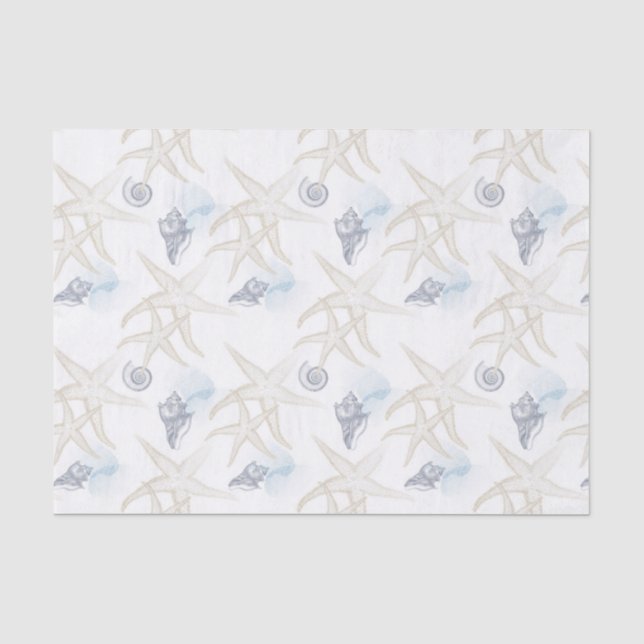 Starfish Muschel Weißes Blue Beach-Tissue-Papier Seidenpapier (Vorderseite)