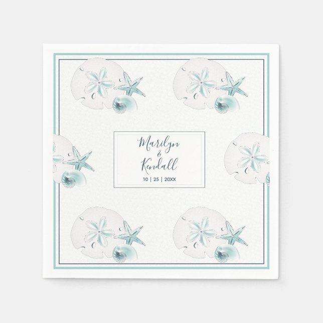 Starfish Muscheln Modernes elegantes Party am Stra Serviette (Vorderseite)