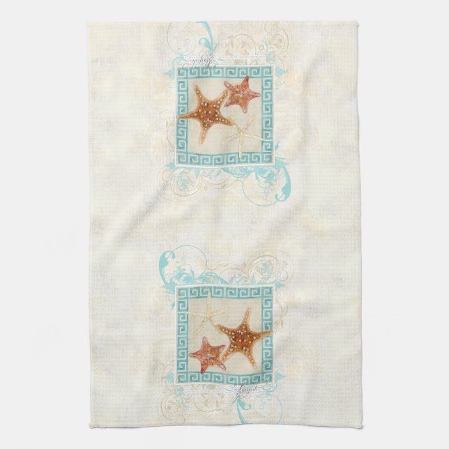 Starfish-Muscheln-Ozean-griechischer Küchentuch (Vertikal)